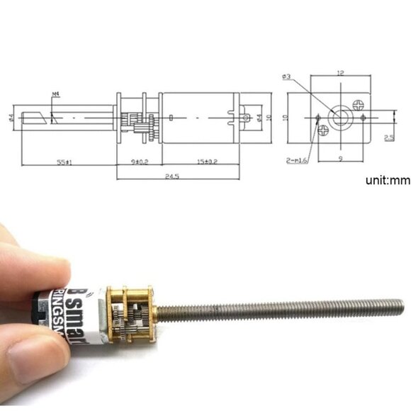 Threaded Shaft M4 55mm DC Gear Motor 3V 6V 12V Mini Electric Screw Red 12V 30RPM - Picture 8 of 8